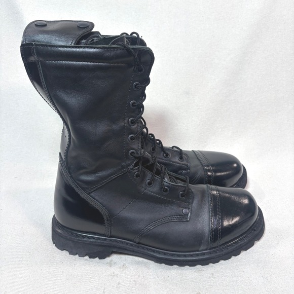 Rocky 2090 Mens 10 inch Paraboot Black Leather Lace Up Zip Work Boots Size 9.5M